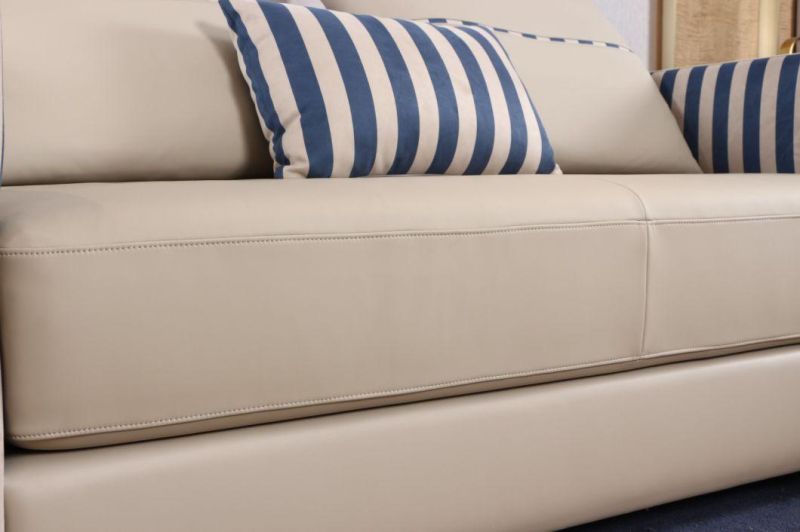 Italian Modern High Quality Stainless Steel Fabric Genuine Nubuck Leather Fabric Living Room Sofa Ls013