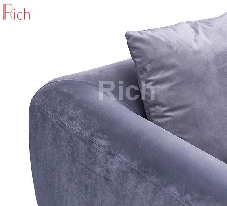 Modern Home Furniture Leisure Fabric Sectional Corner Sofa Couch Set Metal Base for Living Room L Shape Hotel Event Office