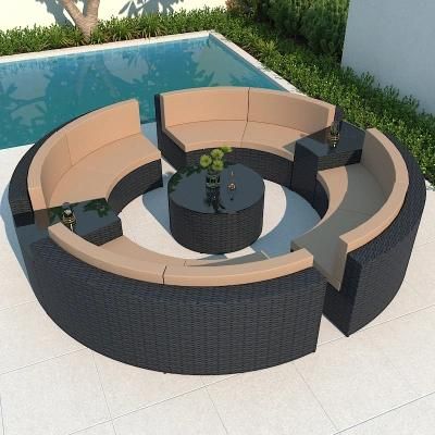 Circular Rattan Sofa Combination Outdoor Circular Garden Courtyard Sofa