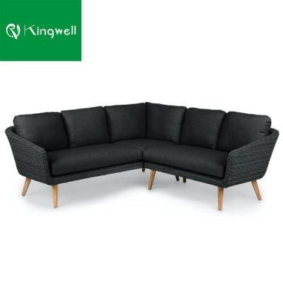Luxury Rattan Furniture Wooden Sofa Patio Set Teak Wood Sofa for Garden Used