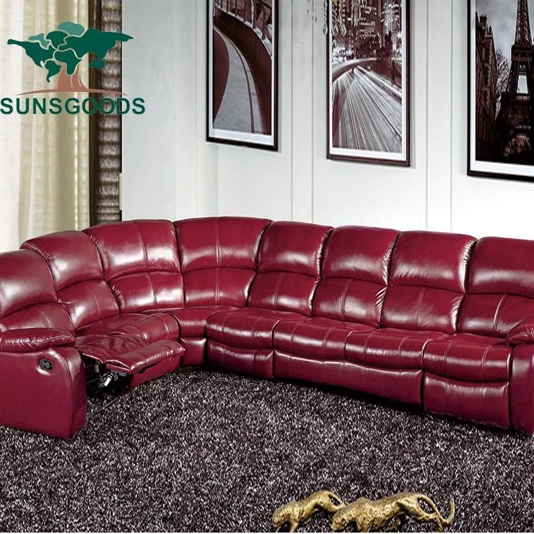 B010A New Luxury Red Home Furniture L Shape Corner Sofa Set