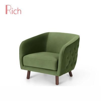 Green Modern European Fabric Button Back Couch Home Living Room Furniture Set Single Sofa