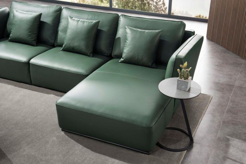 China Wholesale Factory Price Modern Home Furniture Sofa Green Leather Sofa GS9040