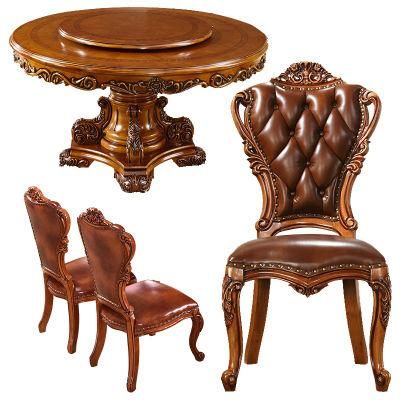 Wood Furniture Factory Wholesale Round Dining Table with Sofa Chairs and Sideboard and Wine Cabinet in Optional Furnitures Color