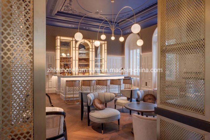 5 Star Luxury Hotel Lobby Furniture Wooden Frame Chair Sofa