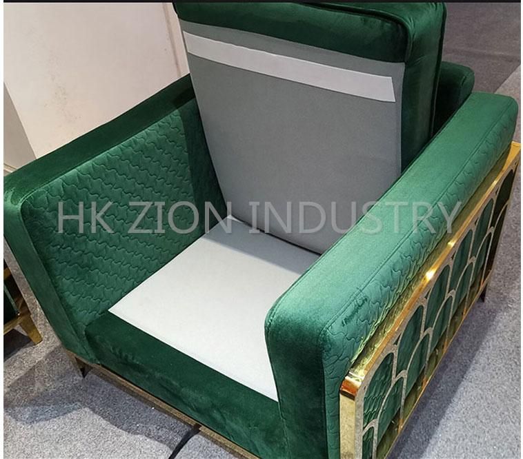 Light Luxury Fabric Sofa Small Family Living Room Furniture Complete Set Furniture Postmodern American Style Three-Person Stainless Steel Sofa