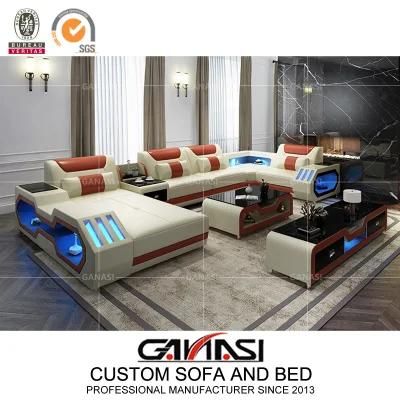 Factory Price Office Furniture Livingroom Genuine Leather Sofa Sets with TV Stands