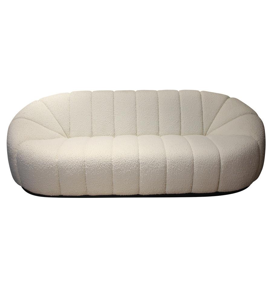 Pumpkin Shape 3 Seats Fabric Sofa