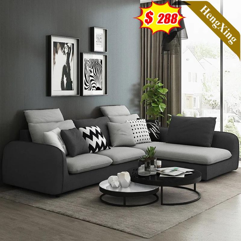 Chinese Cheap Price Modern Sofas Living Room Office Furniture Set Dark Gray and White Color Fabric Sofa