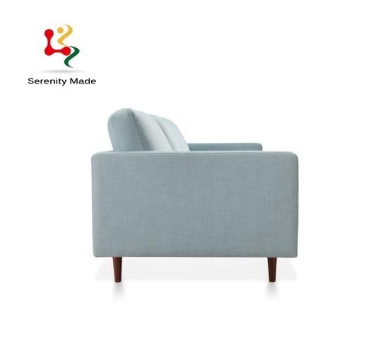 Living Room Furniture Home Set Furniture Blue Fabric Frame Wooden Legs Couch Sofa
