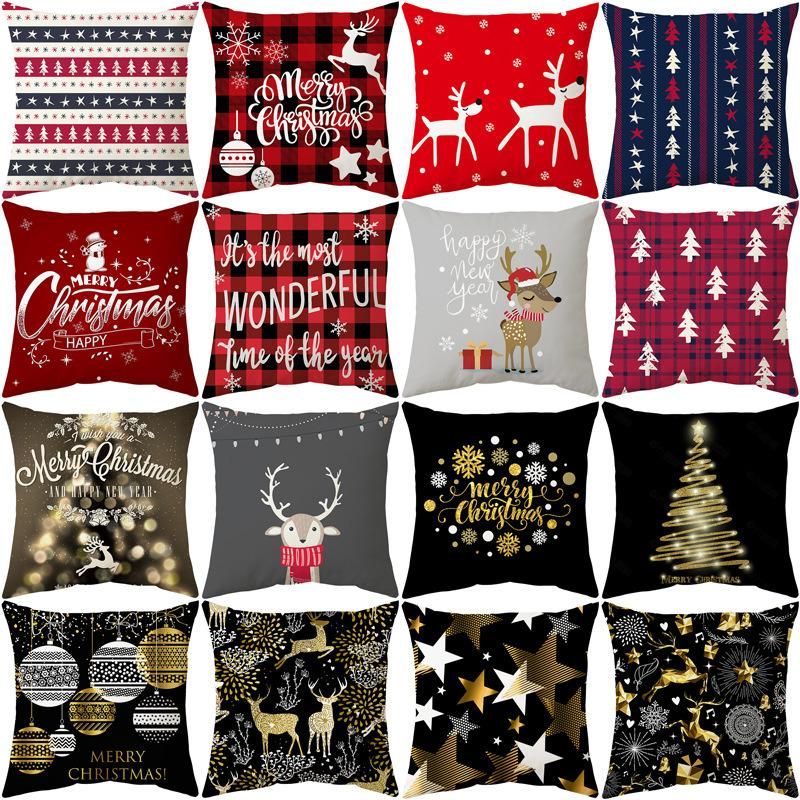 Custom Luxury Merry Christmas Sofa Cushions Lights Cotton Crochet Letters Jacquard Embroidery