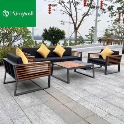 Latest Teak Modern Set Armrest Living Room Wood Furniture Aluminum Sofa for Sale