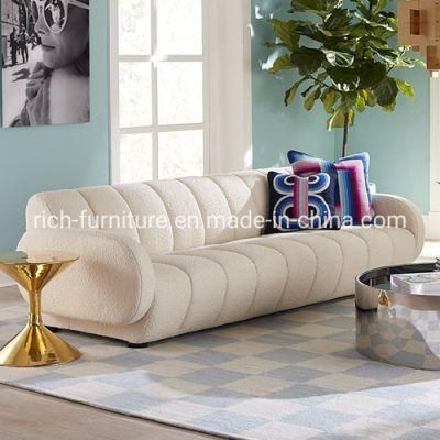 Modern White Sofa Boucle Fabric 3 Seater Home Furniture Sofa