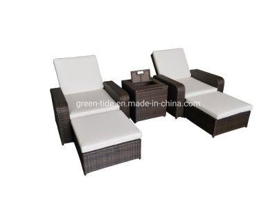 Outdoor Rattan Patio Pool Sunbed Morden Home Balcony Terrace Garden Adjust Back Sofa Sets