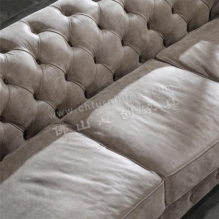 Hyc-Sf03 Luxury Modern Design Leather Couch Living Room Chesterfield Sofa