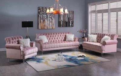 Modern Sofa with Acrylic Leg Crystal Button for Living Room Furniture