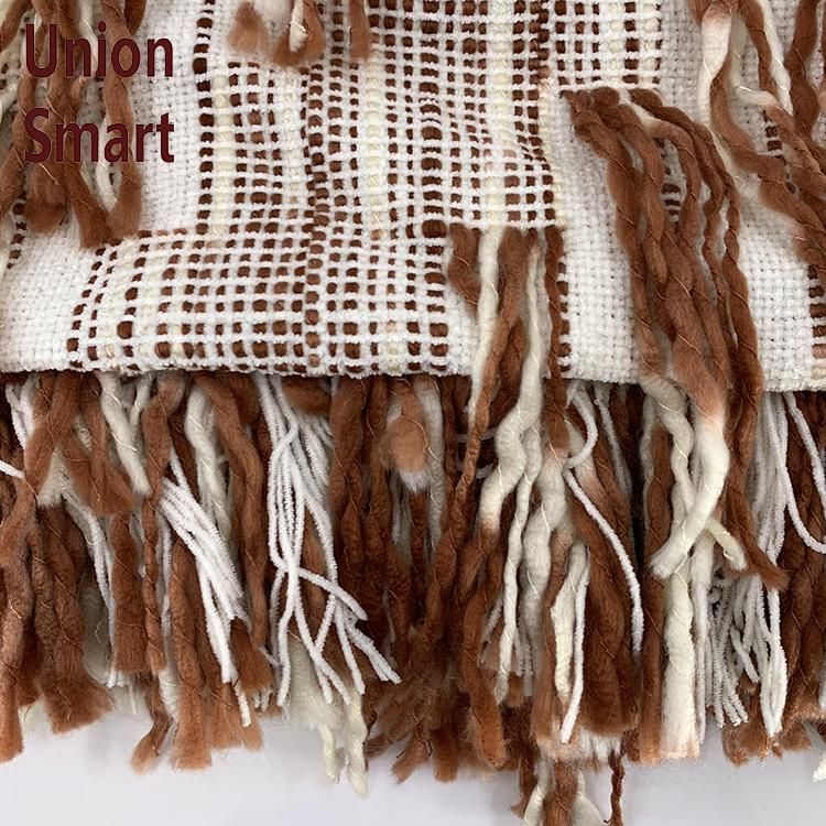 100% Acrylic Woven Fringed Throw Blanket for Sofa Set