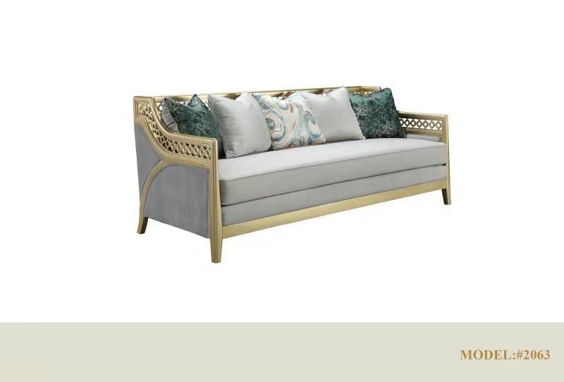 Fabric Solid Wood Frame Sofa with Classic Style for Living Room Furniture