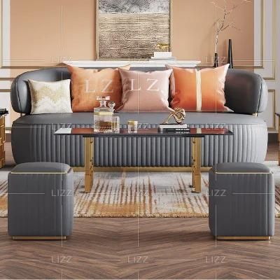 Italian Muslim Style Customized Luxury Living Room Leather Couch Furniture Leisure 1+2+3 Velvet Fabric Sofa