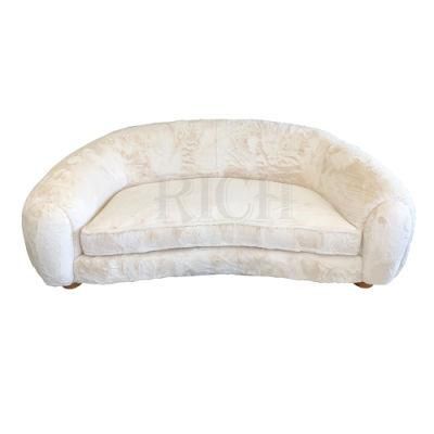 Italian Luxury Furniture Sheepskin Couch White Wool Fur Sofa