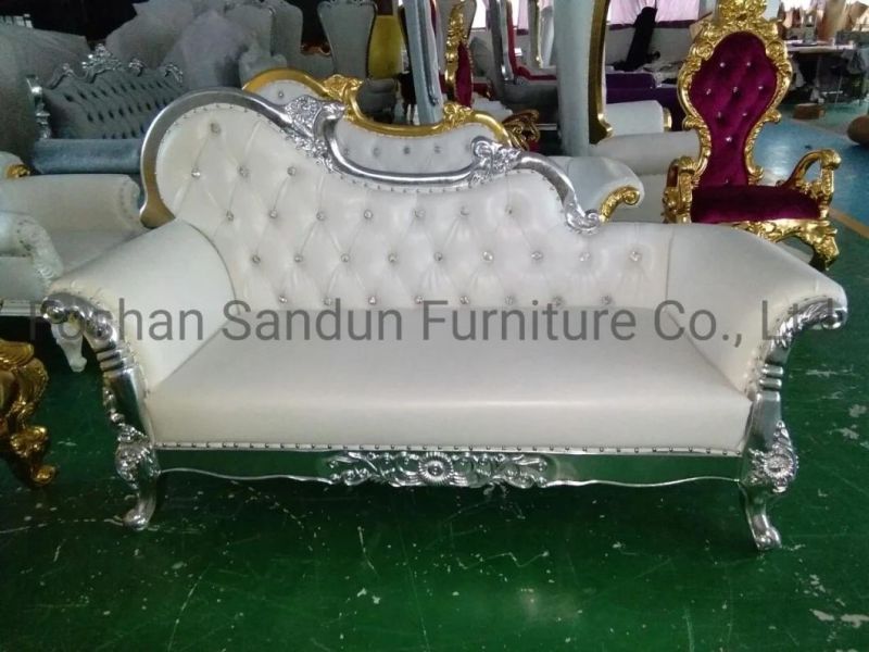 Love Heart Shape Design Luxury Solid Wood Gold Wedding Throne Sofa