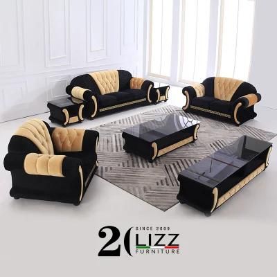 European Fabric Sectional 1s+2s+3s Velvet Sofa Set Living Room Leisure Fabric Couch with Coffee Table