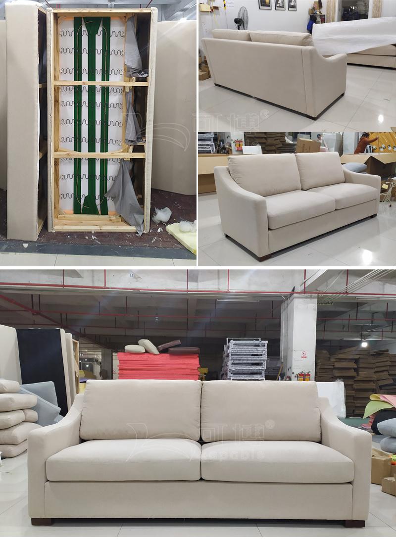 Living Room MID-Century Fabric Sofa Slope Arm for Home