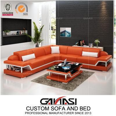 Factory Price American Style Home Room Furniture Leather Sofa with Tea Table