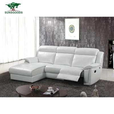 Factory Price White Leather Recliner Sofa Set with Lounge Chair