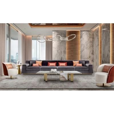 Zhida Luxury Home Furniture Factory Italian Style Fabric Velvet Sofa Set Villa Living Room Furniture Hotel Lobby Bedroom Sofa Couch