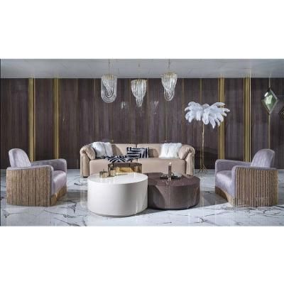 Foshan Factory Wholesale Italian Design Home Furniture Fashion Brand Luxury Villa Living Room Furniture Tassel Armrest Leather Sofa