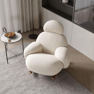 American Fabric Lazy Sofa Chair Bedroom Leisure Arc Rocking Chair