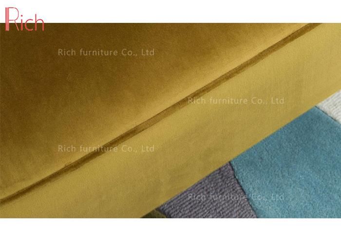 Home Used Yellow One Seater Velvet Sofa Furniture for Bedroom