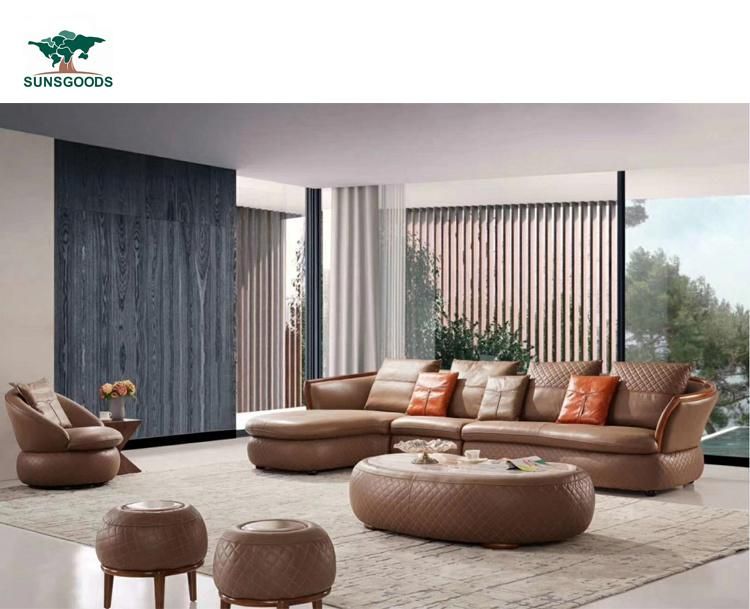 Manufacturer Luxury Popular Designbedroom Real Leather Corner Sofa Group Sofa Modern Furniture