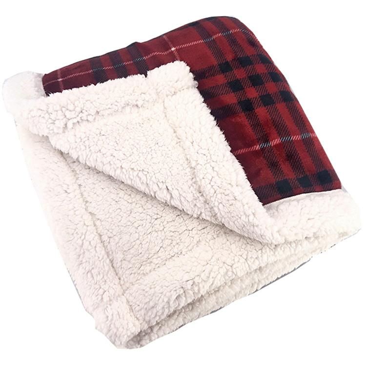 100% Polyester Holly Jolly Revsible Sherpa Bedding Sofa Blanket & Pillow Set