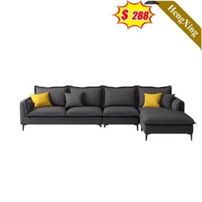 Cheap Price Hotel Lobby Metal Legs Black Fabric 1/2/3 Seat Sofas Set Modern Home Living Room PU Leather Leisure Sofa