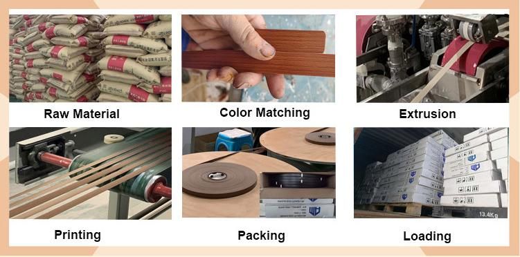Factory Price Customized High Glossy Wood Grain/ Solid Color//Embossed//Matt of High Quality and High Tenacity PVC Edge Banding for Furniture