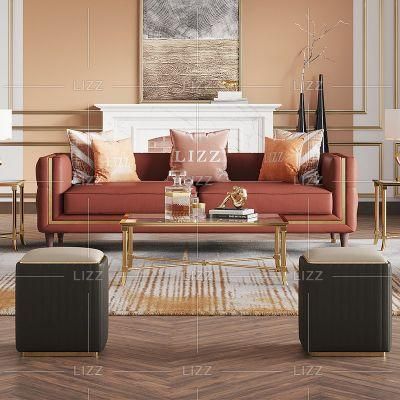 Wholesale Hot Slae Luxury Living Room Sofa Sets Modern Geniue Leather Homr Furniture with Metal Leg