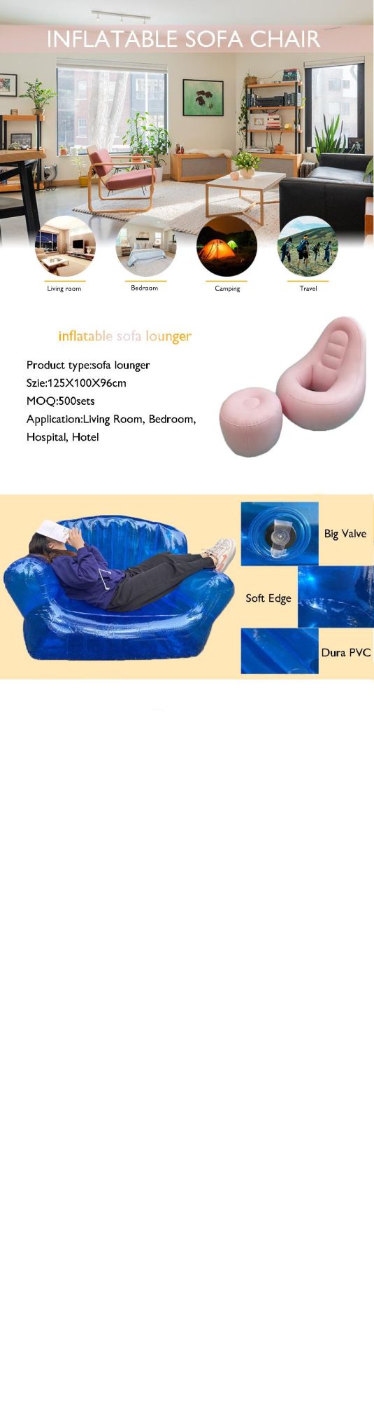 Buttock Support Recovery Living Room Sofa Inflatable Bbl Chair with Pump