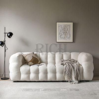 Modern Living Room Furniture Fabric Sofa Couch Floor White Boucle Sofa