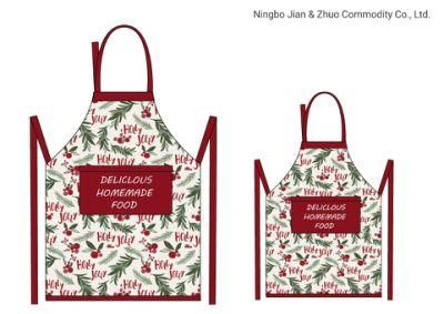 Custom Cotton Printing Parent-Child Apron with Pocket Kitchen Textiles Adjustable Apron