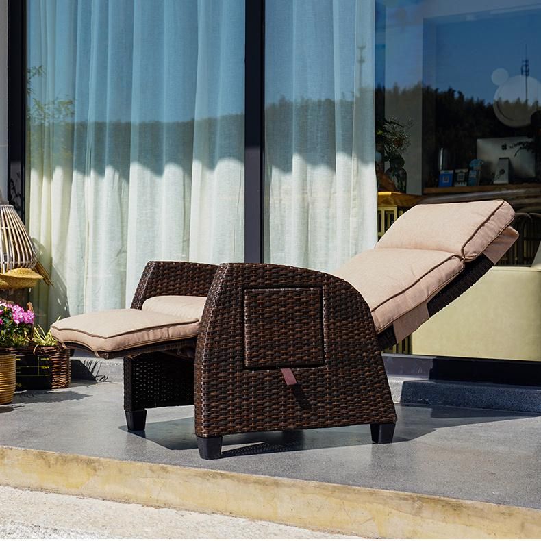 Wicker Chair Three-Piece Set Outdoor Balcony Table and Chair Five-Piece Set Indoor Living Room Leisure Lazy Lounge Chair Courtyard Small Sofa
