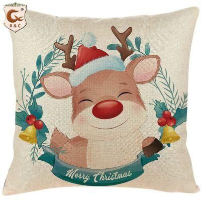 Modern Decorative Home Cushion Covers Elk Red Merry Christmas Sofa Pillow Covers