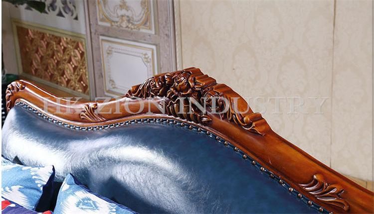 Royal Luxury European Style Living Room Sofa Couches Living Room Furniture Sofa Set Blue Leather Homeliving Furniture Recliner Sofa