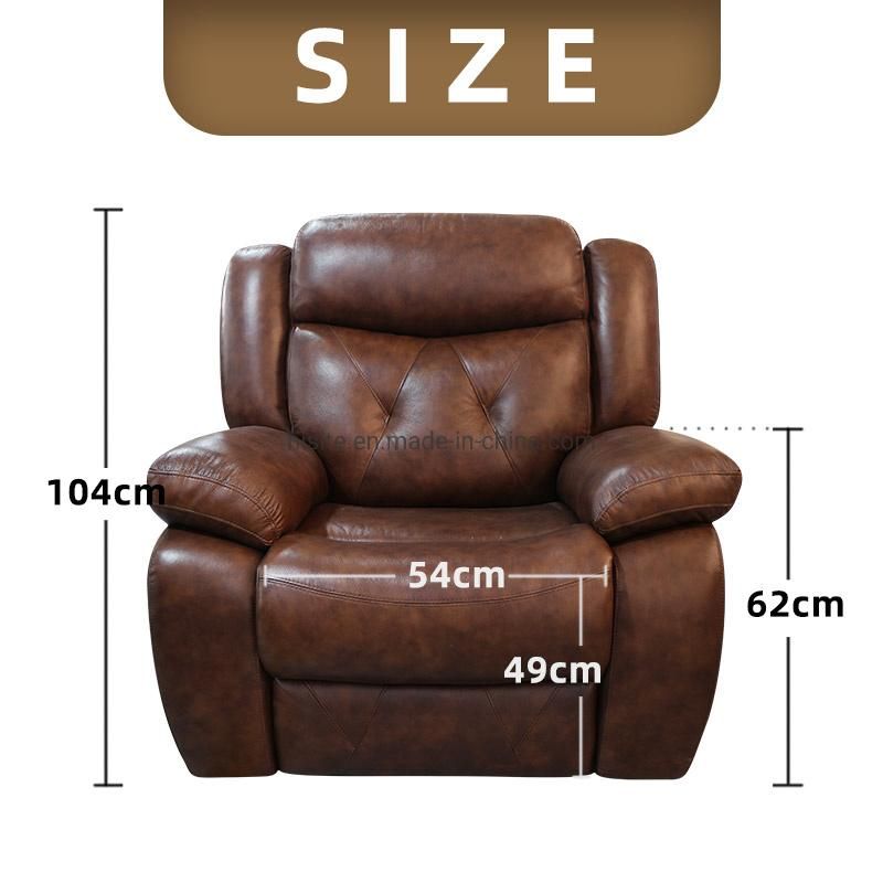 Classic and Traditional Manual Recliner Chair with Comfortable Arms and Back Single Sofa for Living Room Brown