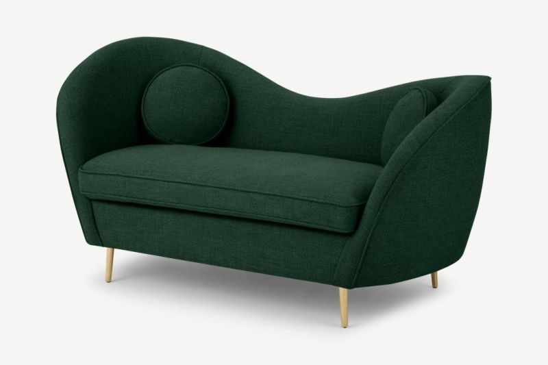 New Design 2 Seater Sofa Forest Green Weave Special Shaped 2 Person Couch for Living Room or Restaurant