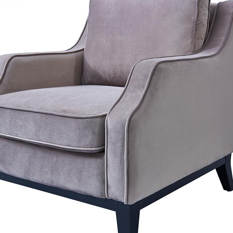 Modern Home Furniture Leisure Velvet Fabric Wooden Single Sofa Chair for Hotel Living Room