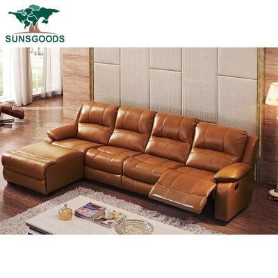 L Shape Massage Leather Electric Brown Leather Recliner Home Furniture Sofa