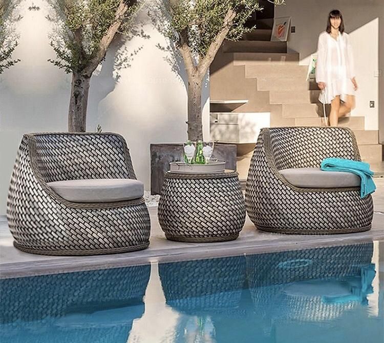 Nordic Rattan Chair Three-Piece Set Outdoor Balcony Sofa Courtyard Tea Table Combination Outdoor Courtyard Hotel Rattan