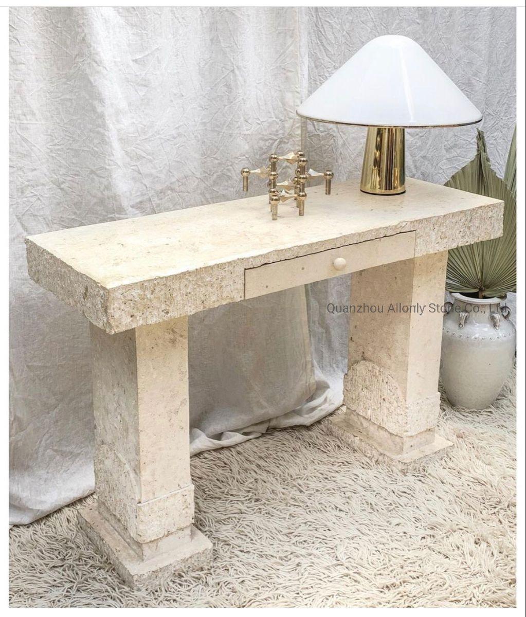 Custom Natural Stone Home Furniture Luxury Nodic Coffee Table Living Roomtravertine Marble Top Console Table